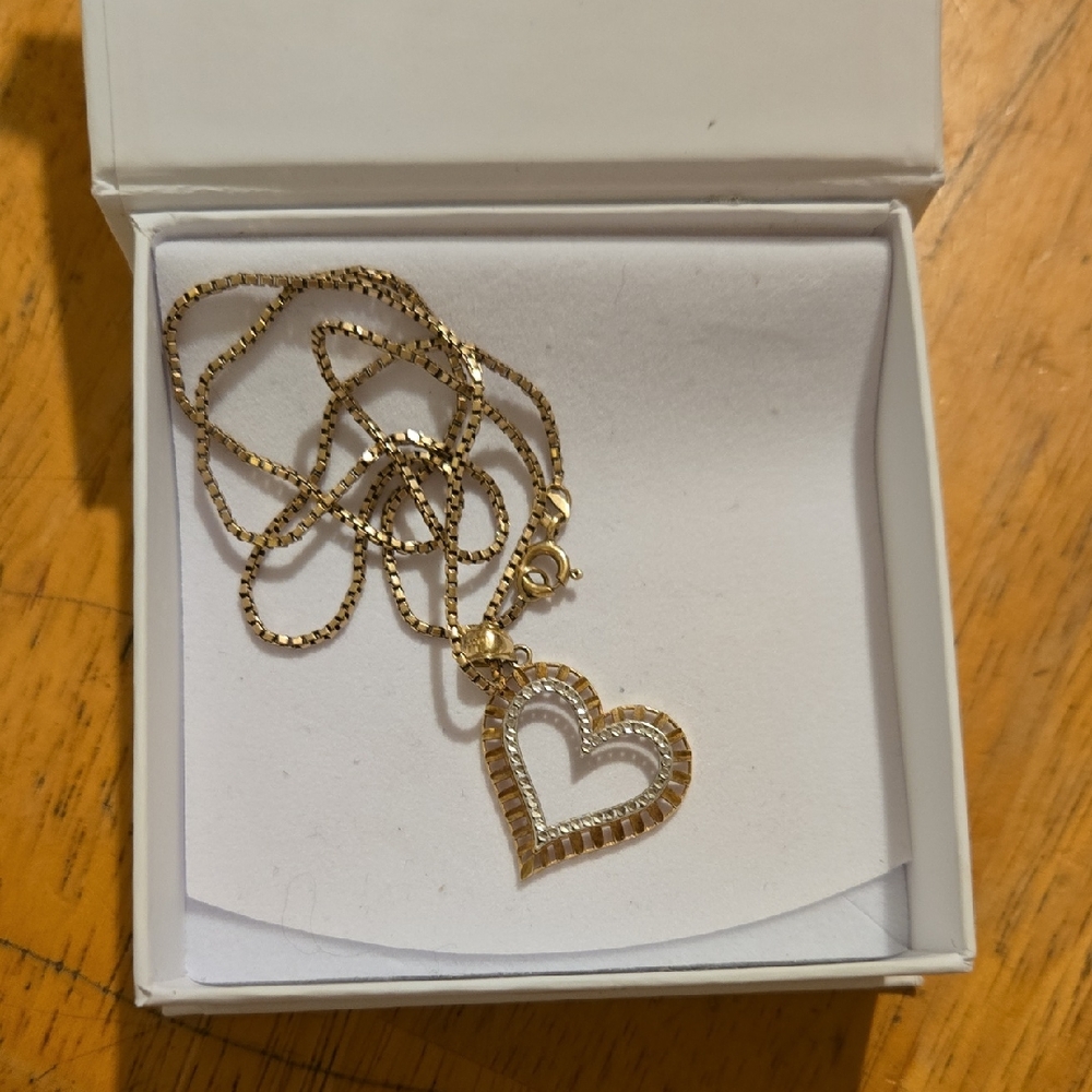 Gold and Silver Heart Pendant Necklace